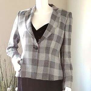 Armani Collezioni Gray Plaid Corset Back Blazer